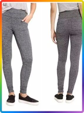 Athleta Metro Herringbone High Rise Leggings XXS Black Gray Yoga Pants